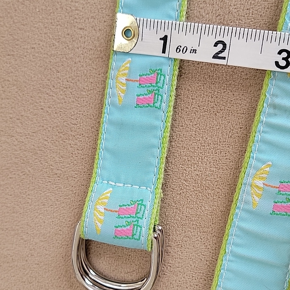 Eliza B Blue & Green Beach Chair D-Ring Ribbon Beach Chair Belt Size Medium EUC - Picture 5 of 7
